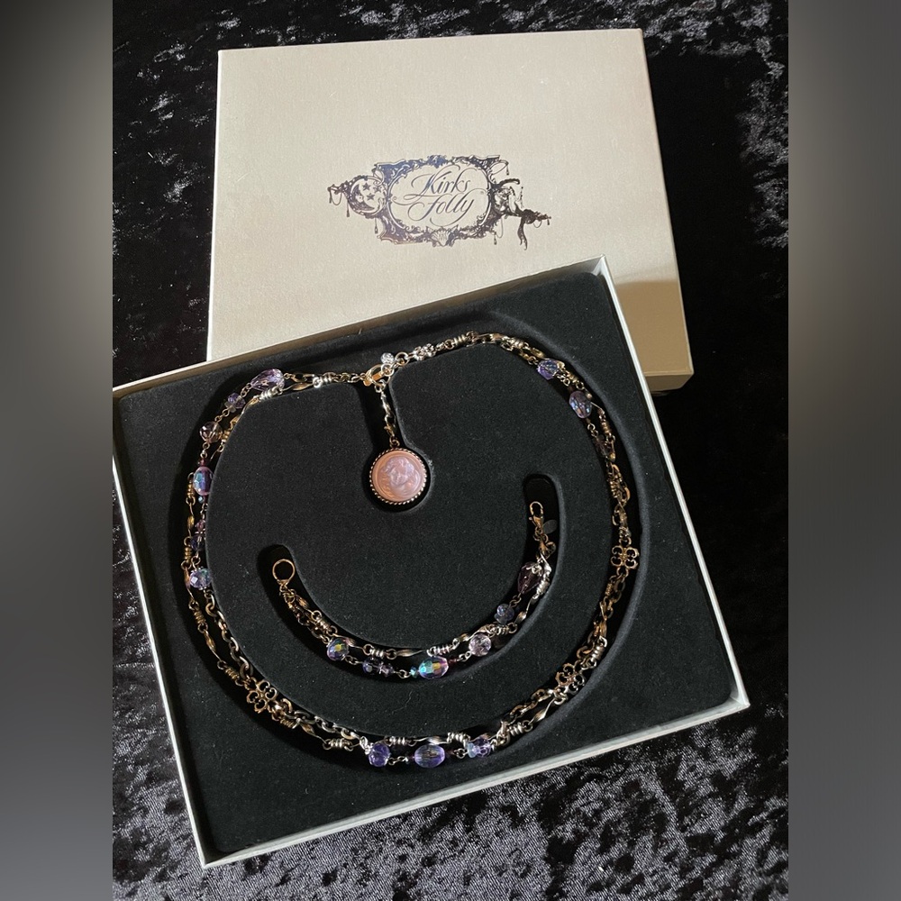 KIRKS FOLLY Love Never Dies Angel Centerpiece Necklace & Bracelet Jewelry Set